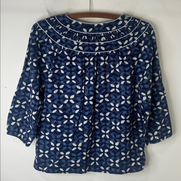 J. JILL PUREJILL Elements Gathered Top Dark Ink Blue Size Small Petite - Picture 4 of 16
